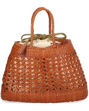 Dragon Diffusion Santa Cano Tan Woven Shoulder Bag - Orange