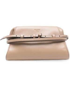 Moschino Tie Me Leather Clutch - Natural