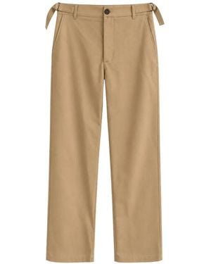 Amaranto Side-Strap Straight-Leg Pants - Natural