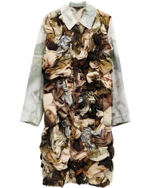 Comme des Garçons Cappotto Monopetto Con Ruches - Marrone