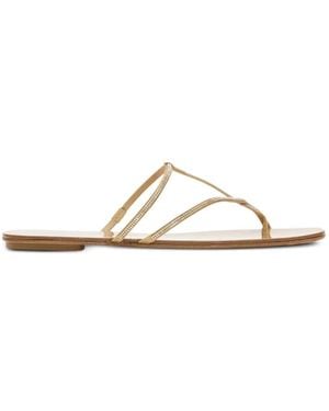 Pedro Garcia Estee Crystal-Embellished Flat Sandals - White