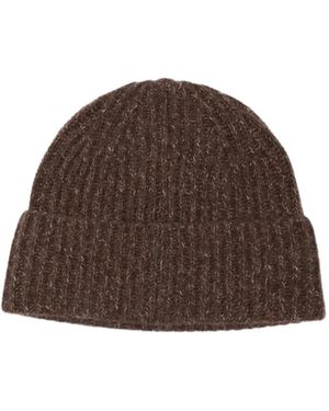 Lisa Yang Ribbed-Knit Beanie Hat - Brown
