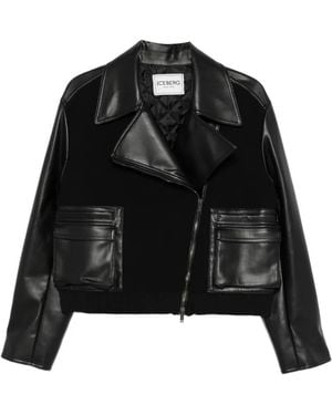Iceberg Zip-Up Biker Jacket - Black