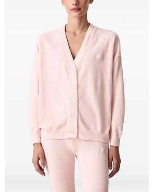 Guess Aria Logo-Embroidered Cardigan - Pink