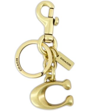 COACH Portachiavi Solid C Con Placca Logo - Metallizzato