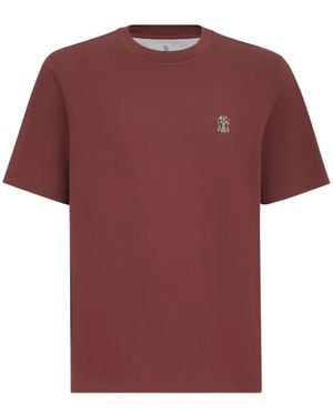 Brunello Cucinelli Cotton Jersey Crew-Neck T-Shirt With Logo - Red