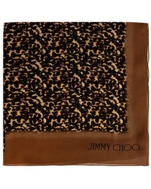 Jimmy Choo Silk Scarf With Animal Motif - Black