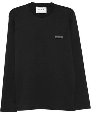 Iceberg Logo-Patch Long-Sleeve T-Shirt - Black