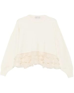 Alberta Ferretti Ruffled-Trim Sweater - White