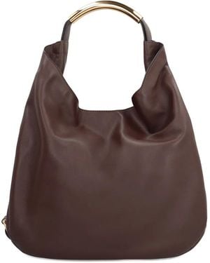 Moschino Logo-Lettering Leather Tote Bag - Brown