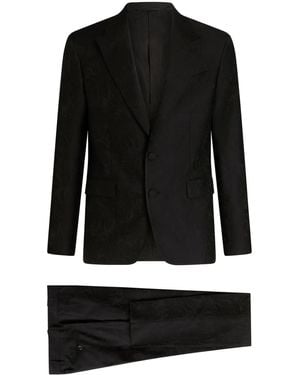 Etro Jacquard Paisley-Pattern Slim-Cut Suit - Nero