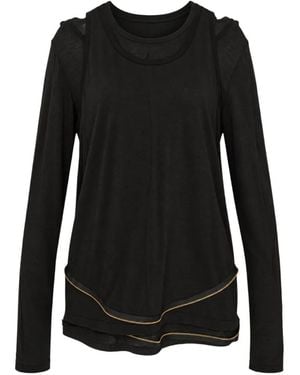 Undercover Layered-Design Zip-Detail T-Shirt - Black