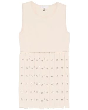 Patrizia Pepe Crew Neck Fringed-Detail Vest - White