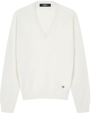 Versace Pullover Mit V-Ausschnitt - Weiß