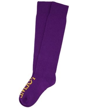 Loewe Logo-Jacquard Ribbed-Knit Socks - Purple