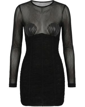 DSquared² Shell-Detail Ruched Mini Dress - Black