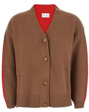 SOLOCASCMIR Two-Tone V-Neck Cardigan - Brown