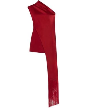 ‎Taller Marmo Berenson One-Shoulder Fringe Mini Dress - Red