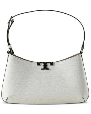 Tory Burch Eleanor Logo-Plaque Pebbled-Leather Shoulder Bag - Gray