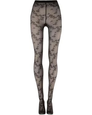 Wolford Floret Patterned Tights - Grey