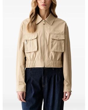Guess Elasticated-Waistband Flap-Pocket Jacket - Blue