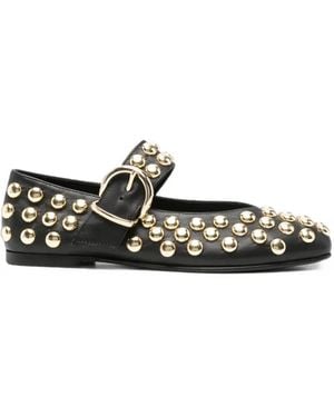 Liviana Conti Stud-Embellished Buckle-Fastening Ballet Flats - White