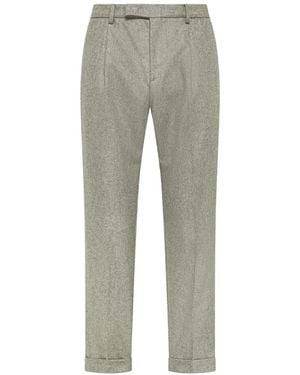 Cruna Tortona Pleated Turn-Up Pants - Gray