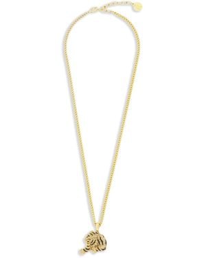 Roberto Cavalli Tiger-Pendant Necklace - White