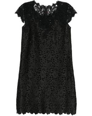 Ermanno Scervino Floral-Lace Scalloped-Edge Mini Dress - Black