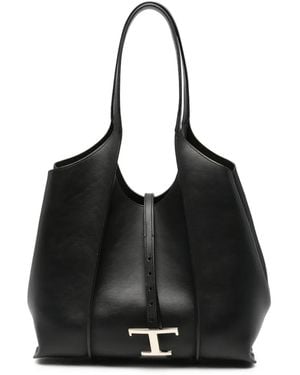 Tod's Sac Cabas T Timeless En Cuir - Black