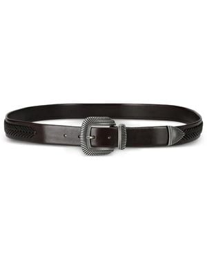 Fortela Clayton Carved-Buckle Belt - White
