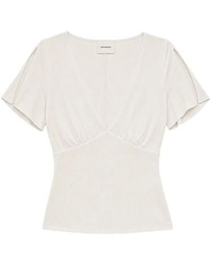 Reformation Cosette Slit-Sleeve Top - White