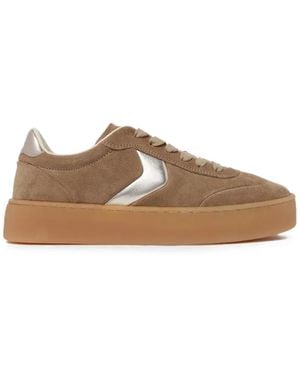 Voile Blanche Suede-Metallic Sneakers - Brown