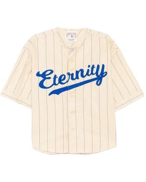 Le Mont St Michel Camisa De Béisbol Con Estampado De Rayas Diplomáticas - Azul