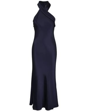 Galvan London Pandora Halterneck Fluid Maxi Dress - Blue