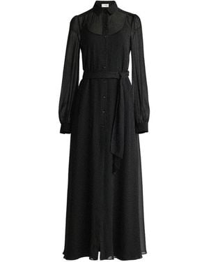 St. John Dot Printed Silk Midi Dress - Black