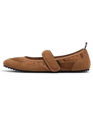Bimba Y Lola Tan Suede And Satin Sporty Ballerina - Brown