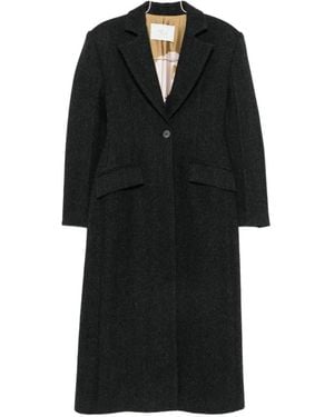 Tela Herringbone Single-Breasted Coat - Black