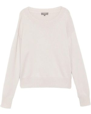 N.Peal Cashmere Cropped Boat-Neck Top - White