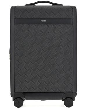Ferragamo Gancini-Print Leather Luggage - Black