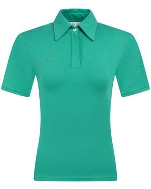 ROWEN ROSE Shoulder-Padded Cotton Jersey Polo Shirt - Green