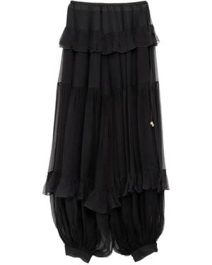 Chloé Ruffled Tiered Maxi Pants - Black