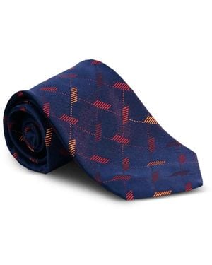 Zilli Geometric-Pattern Silk Tie - Blue