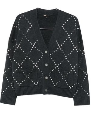 Maje Diamond-pattern studded cardigan - Schwarz
