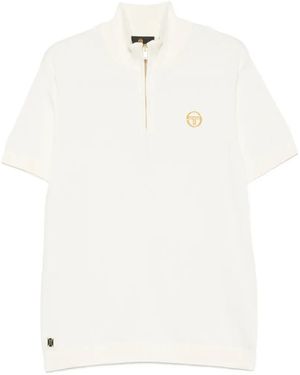 Sergio Tacchini Polo Con Logo Bordado Y Cremallera - Blanco