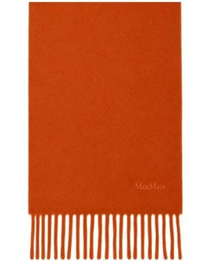 Max Mara Fringed Logo-Embroidered Scarf - Orange