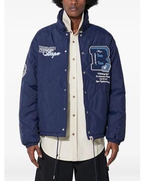 A Bathing Ape Quilted Logo-Patch Jacket - Blue