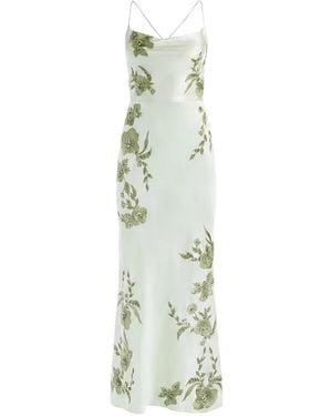 Alice + Olivia Montana Floral-Embroidered Gown - White