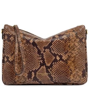 Gianni Chiarini Nora Snake-Effect Leather Clutch Bag - Brown