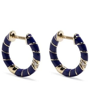 Yvonne Léon 9Kt Diamond And Enamel Hoop Earring - Blue